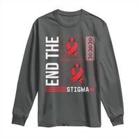 End The Stigma HIV Awareness Long Sleeve Shirt Red Ribbon Gift - Wonder Print Shop