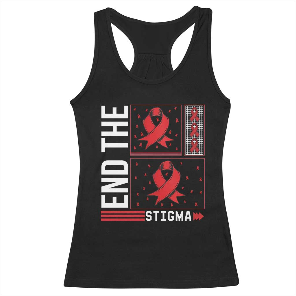 End The Stigma HIV Awareness Racerback Tank Top Red Ribbon Gift - Wonder Print Shop