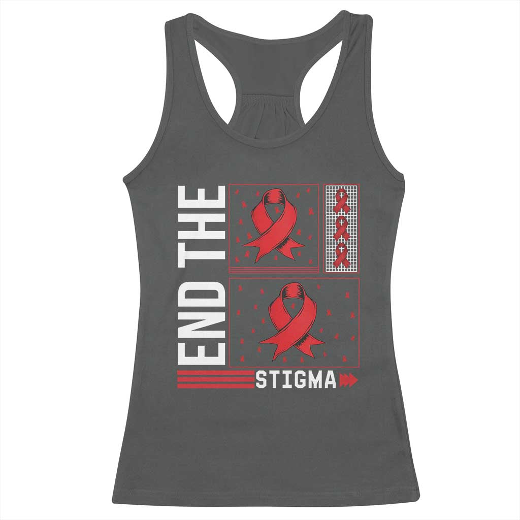 End The Stigma HIV Awareness Racerback Tank Top Red Ribbon Gift - Wonder Print Shop