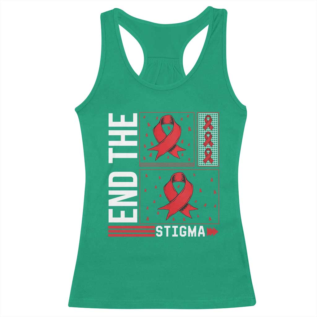 End The Stigma HIV Awareness Racerback Tank Top Red Ribbon Gift - Wonder Print Shop