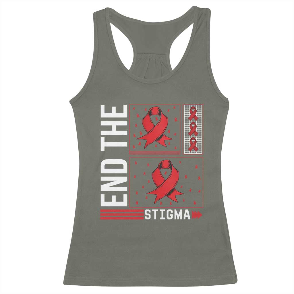 End The Stigma HIV Awareness Racerback Tank Top Red Ribbon Gift - Wonder Print Shop