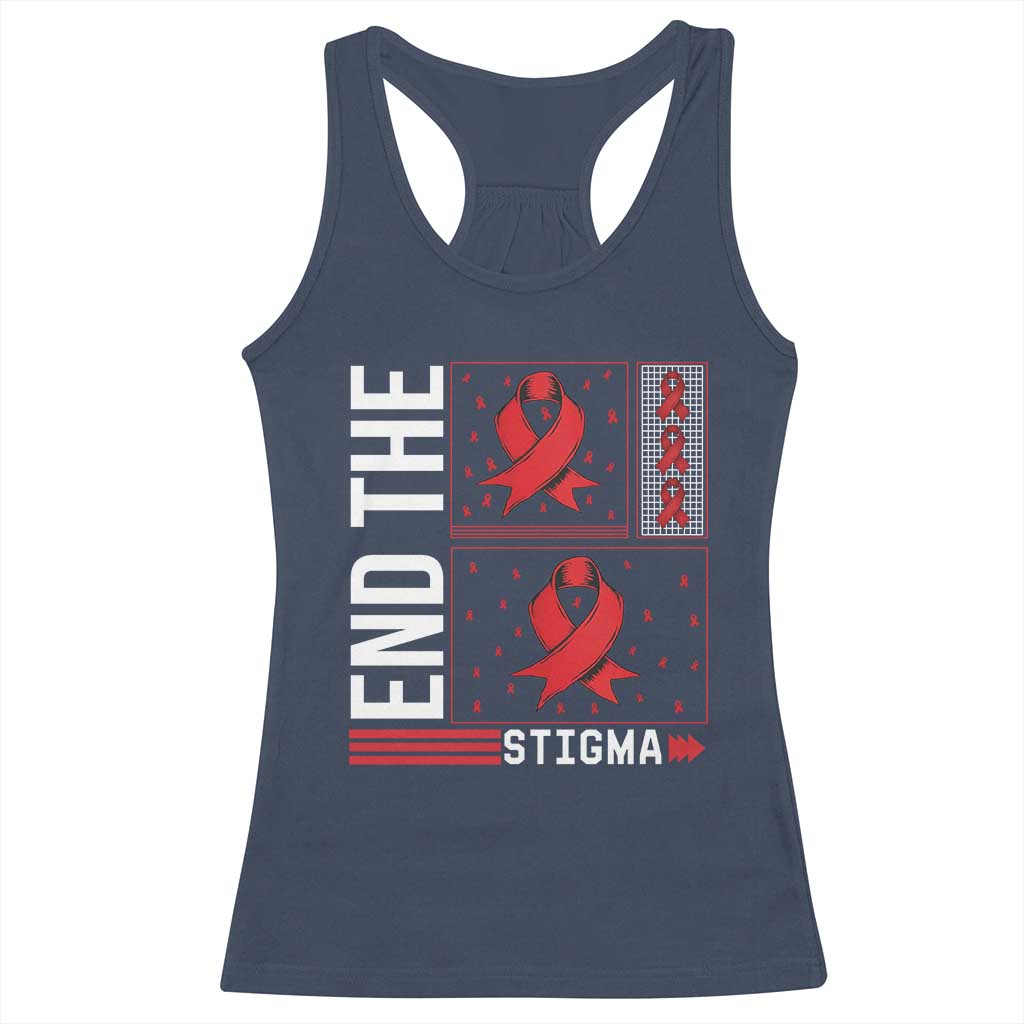 End The Stigma HIV Awareness Racerback Tank Top Red Ribbon Gift - Wonder Print Shop