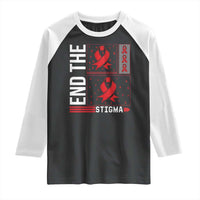 End The Stigma HIV Awareness Raglan Shirt Red Ribbon Gift - Wonder Print Shop