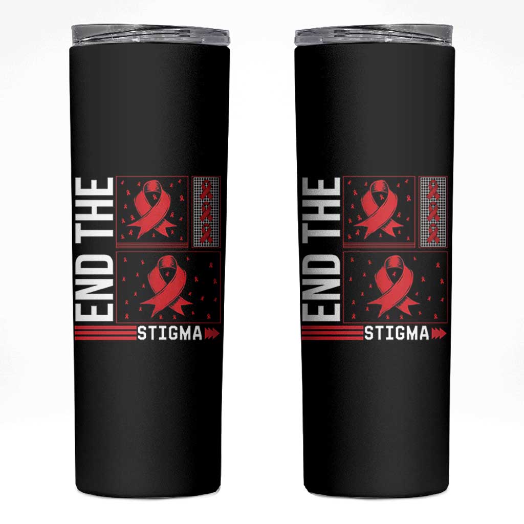 End The Stigma HIV Awareness Skinny Tumbler Red Ribbon Gift - Wonder Print Shop