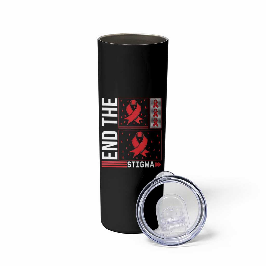 End The Stigma HIV Awareness Skinny Tumbler Red Ribbon Gift - Wonder Print Shop