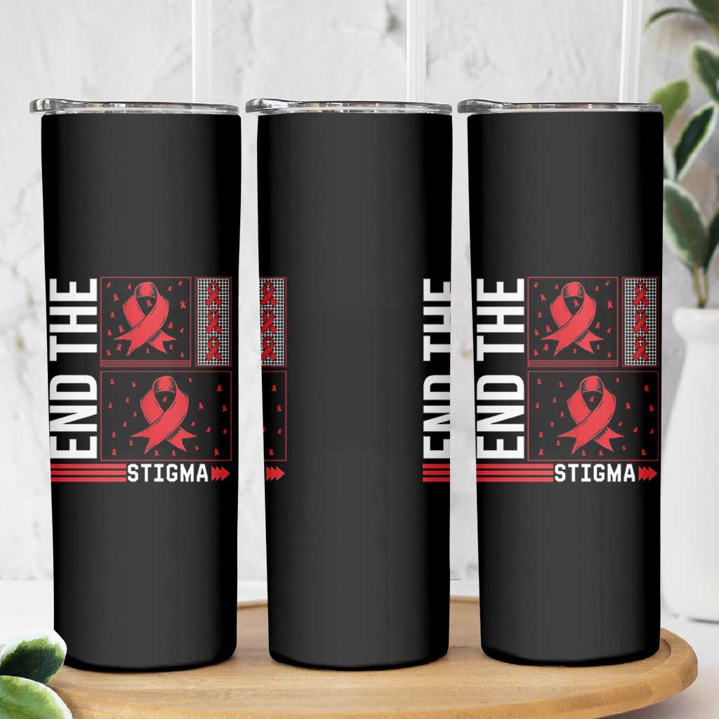 End The Stigma HIV Awareness Skinny Tumbler Red Ribbon Gift - Wonder Print Shop