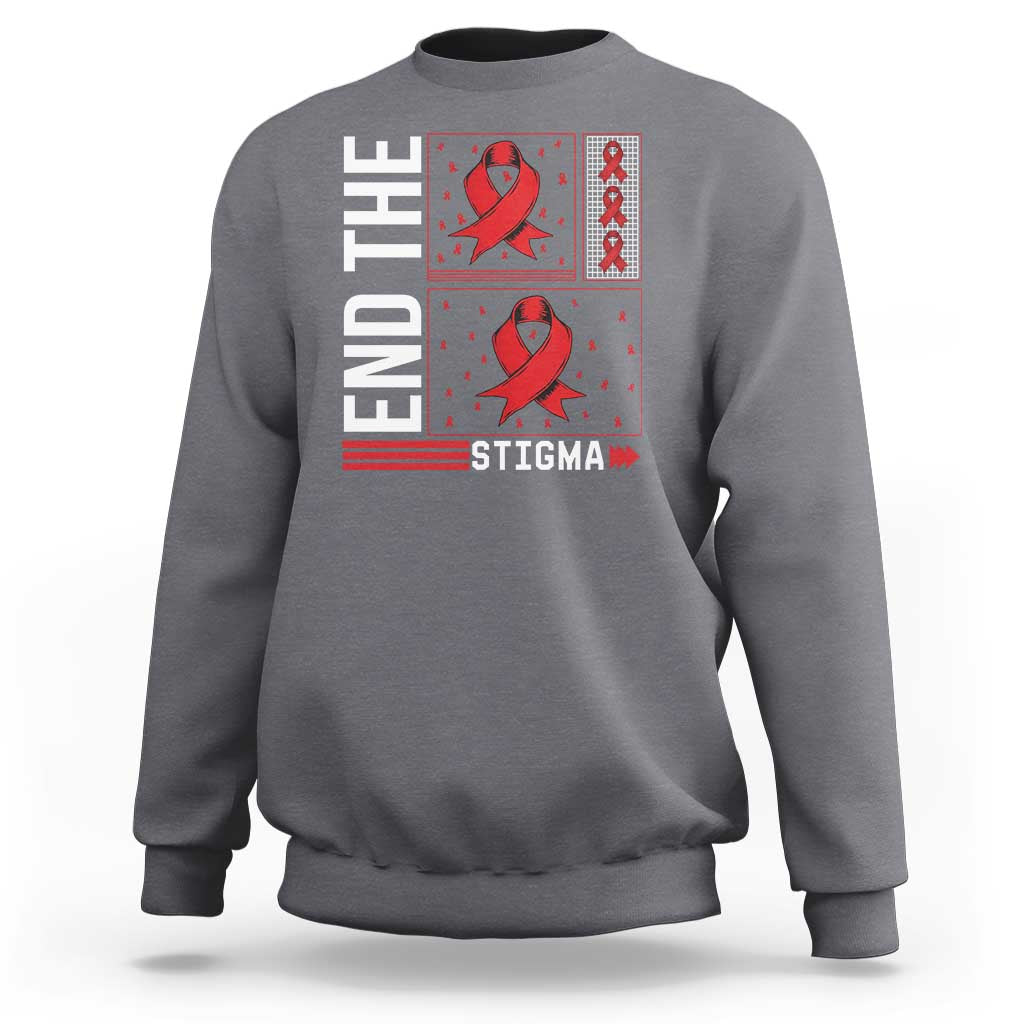 End The Stigma HIV Awareness Sweatshirt Red Ribbon Gift - Wonder Print Shop