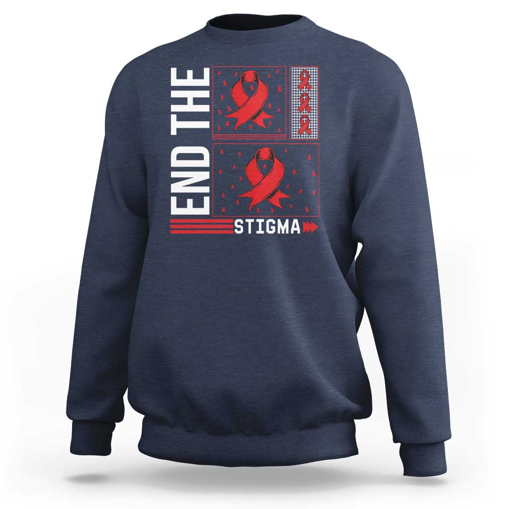 End The Stigma HIV Awareness Sweatshirt Red Ribbon Gift - Wonder Print Shop