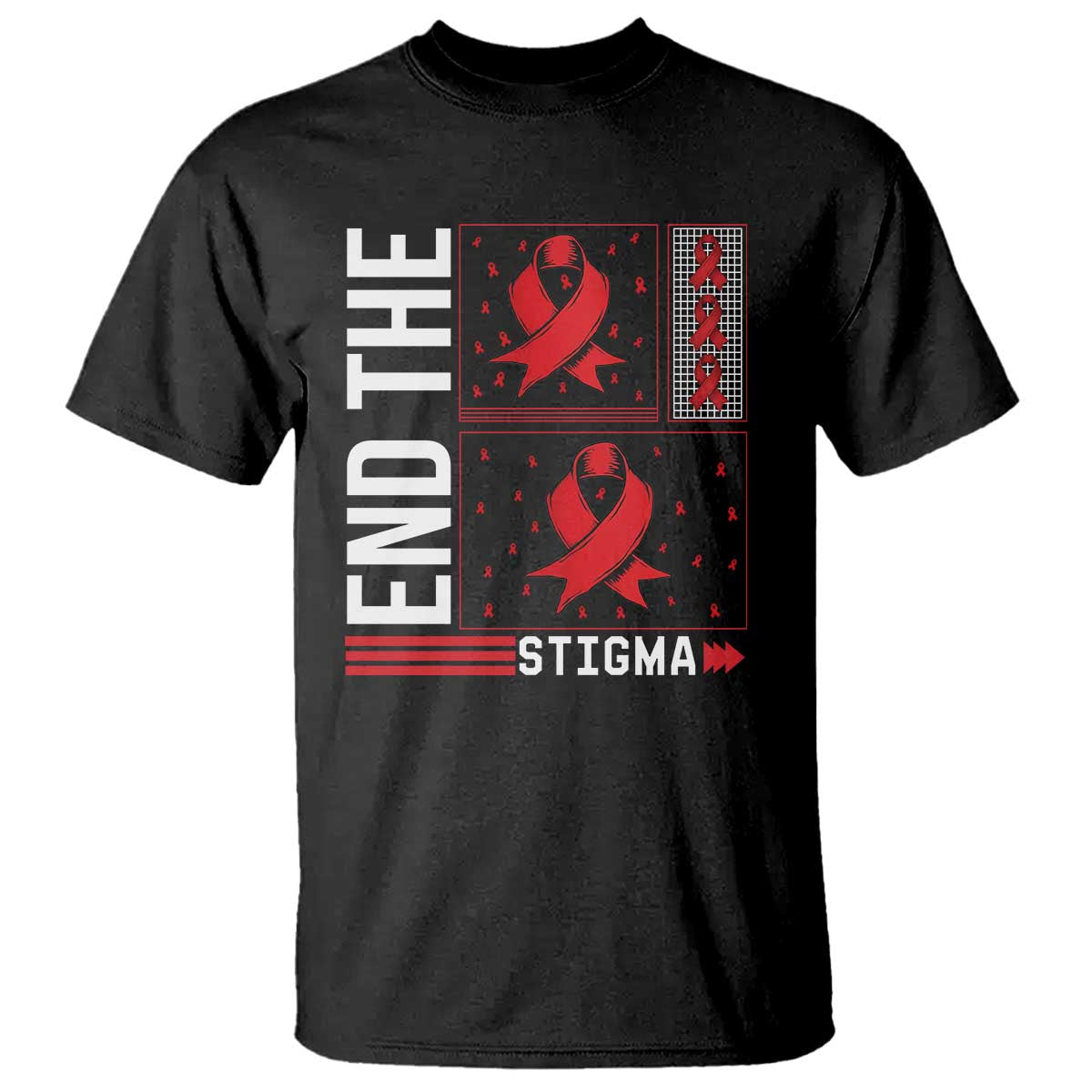 End The Stigma HIV Awareness T Shirt Red Ribbon Gift - Wonder Print Shop
