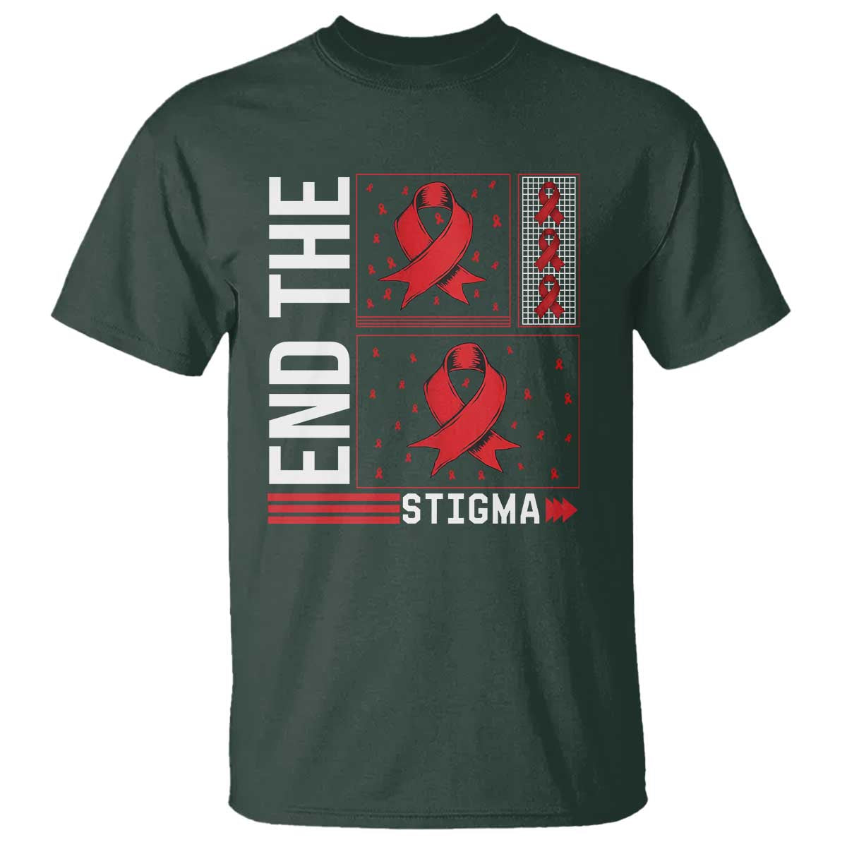 End The Stigma HIV Awareness T Shirt Red Ribbon Gift - Wonder Print Shop