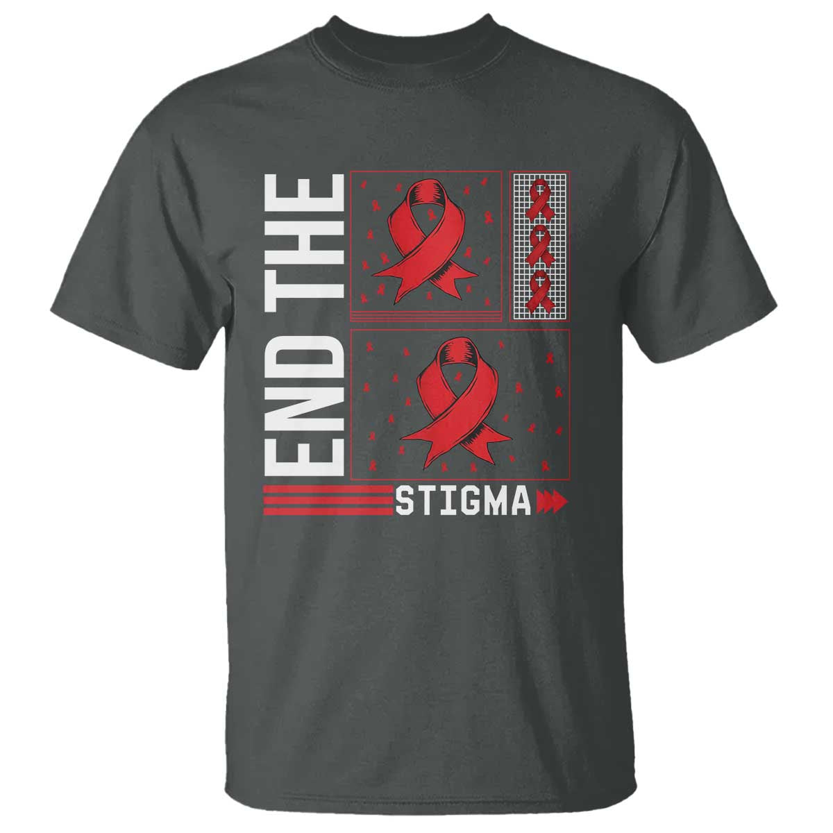 End The Stigma HIV Awareness T Shirt Red Ribbon Gift - Wonder Print Shop