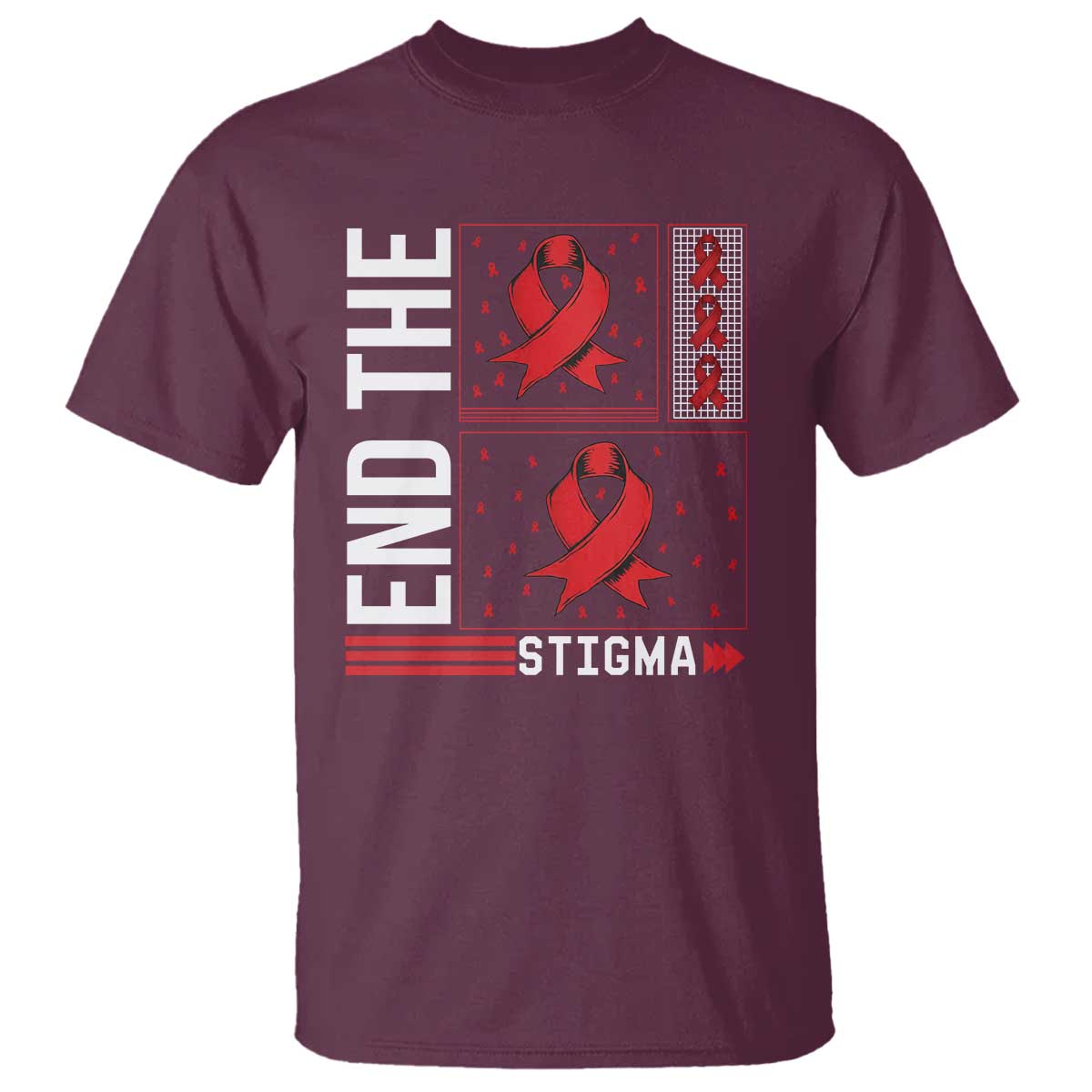 End The Stigma HIV Awareness T Shirt Red Ribbon Gift - Wonder Print Shop