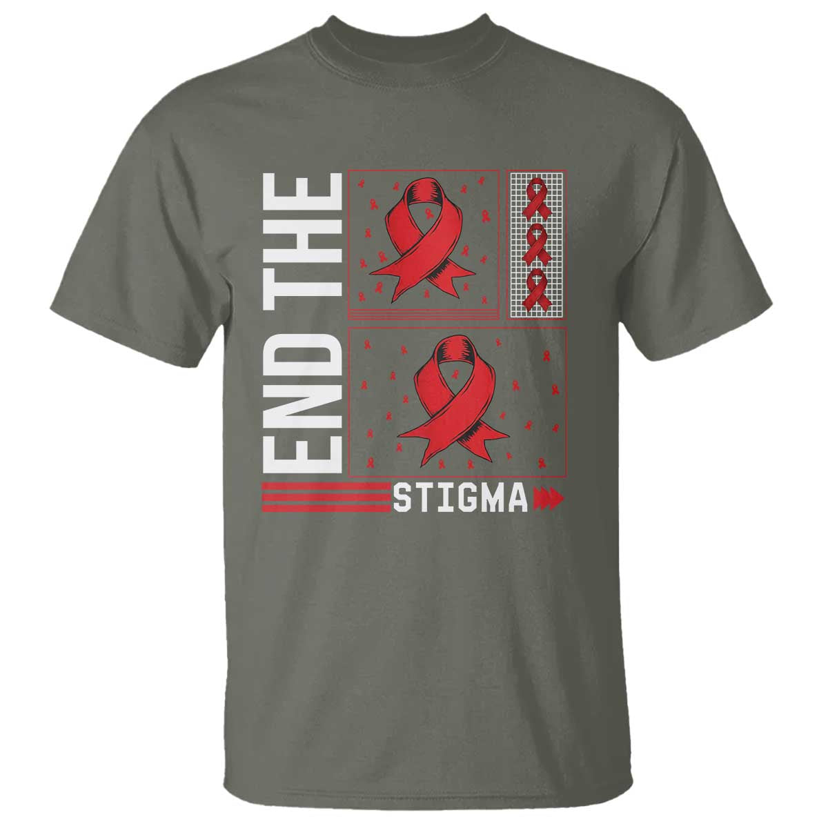 End The Stigma HIV Awareness T Shirt Red Ribbon Gift - Wonder Print Shop