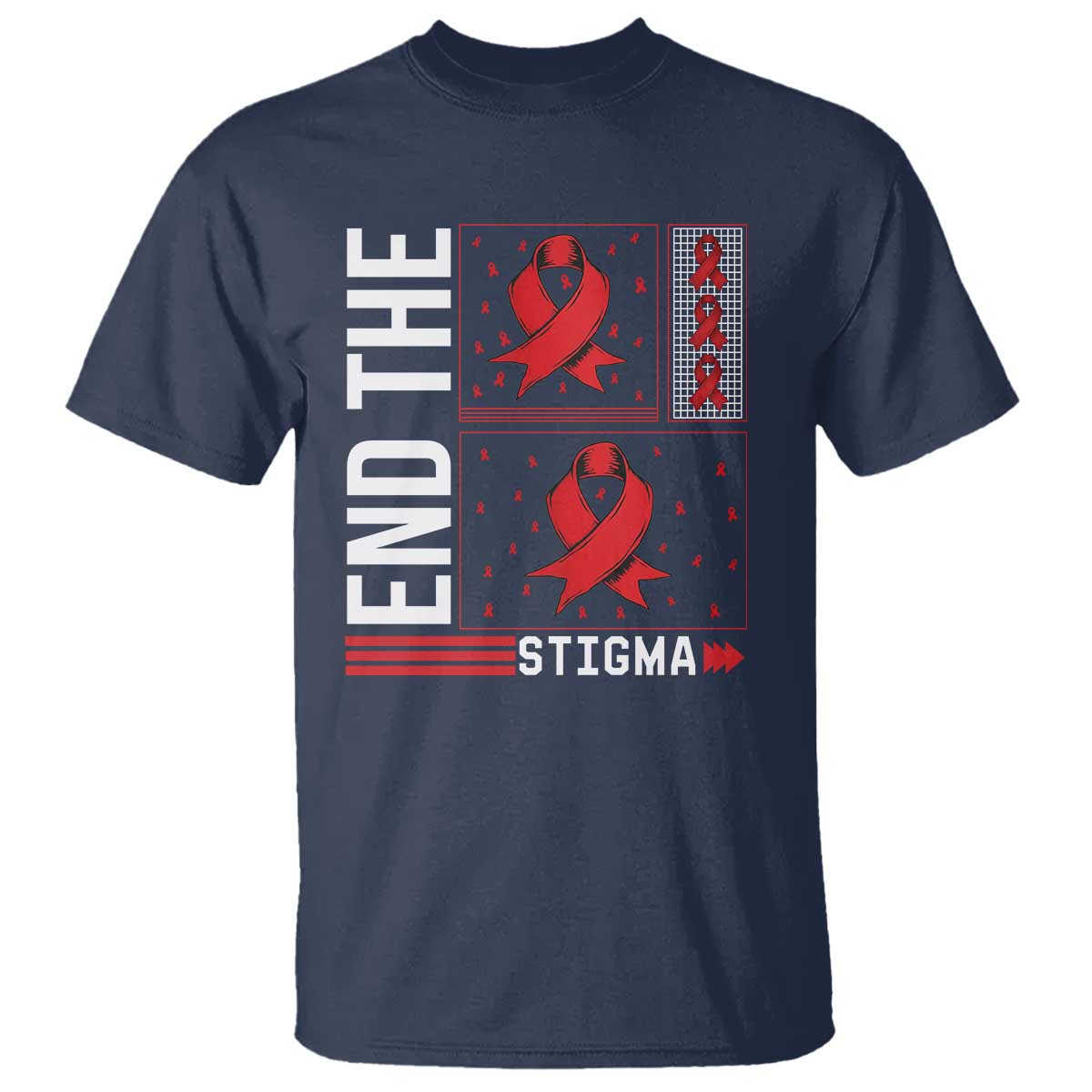 End The Stigma HIV Awareness T Shirt Red Ribbon Gift - Wonder Print Shop