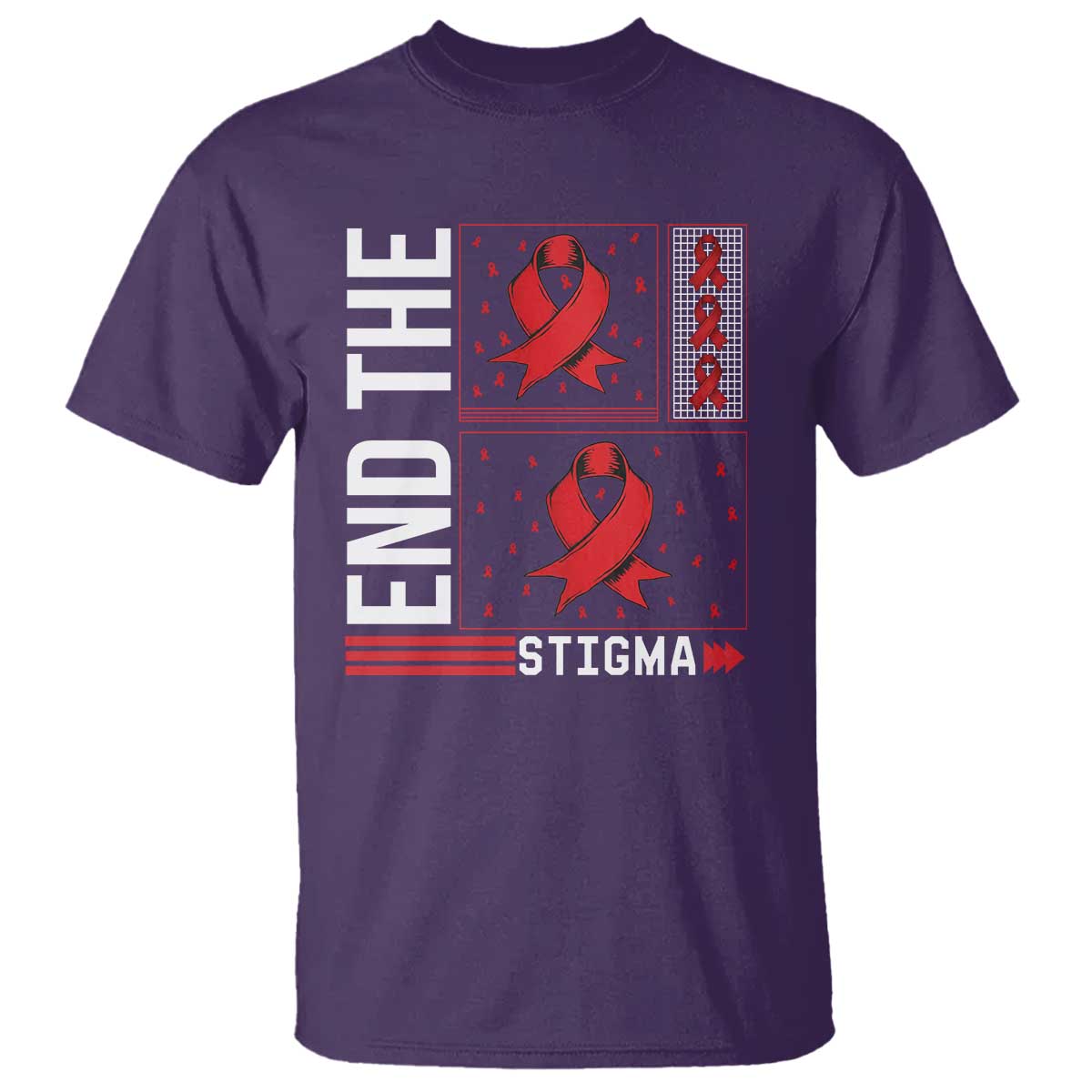 End The Stigma HIV Awareness T Shirt Red Ribbon Gift - Wonder Print Shop