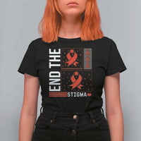 End The Stigma HIV Awareness T Shirt For Women Red Ribbon Gift - Wonder Print Shop