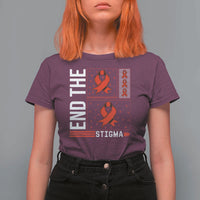 End The Stigma HIV Awareness T Shirt For Women Red Ribbon Gift - Wonder Print Shop