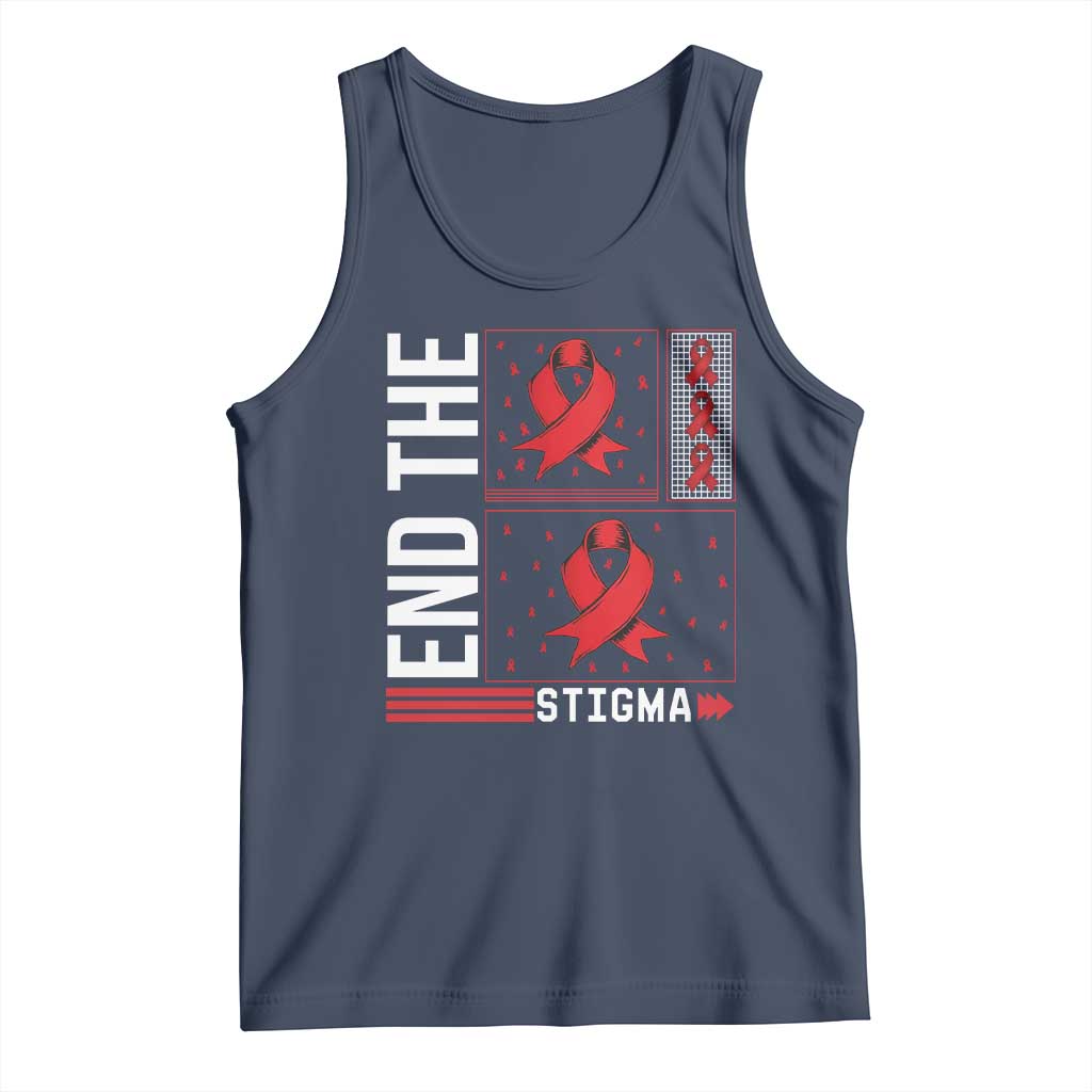 End The Stigma HIV Awareness Tank Top Red Ribbon Gift - Wonder Print Shop