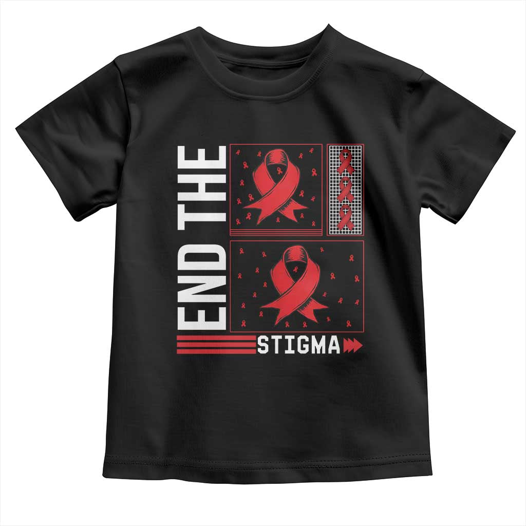 End The Stigma HIV Awareness Toddler T Shirt Red Ribbon Gift - Wonder Print Shop