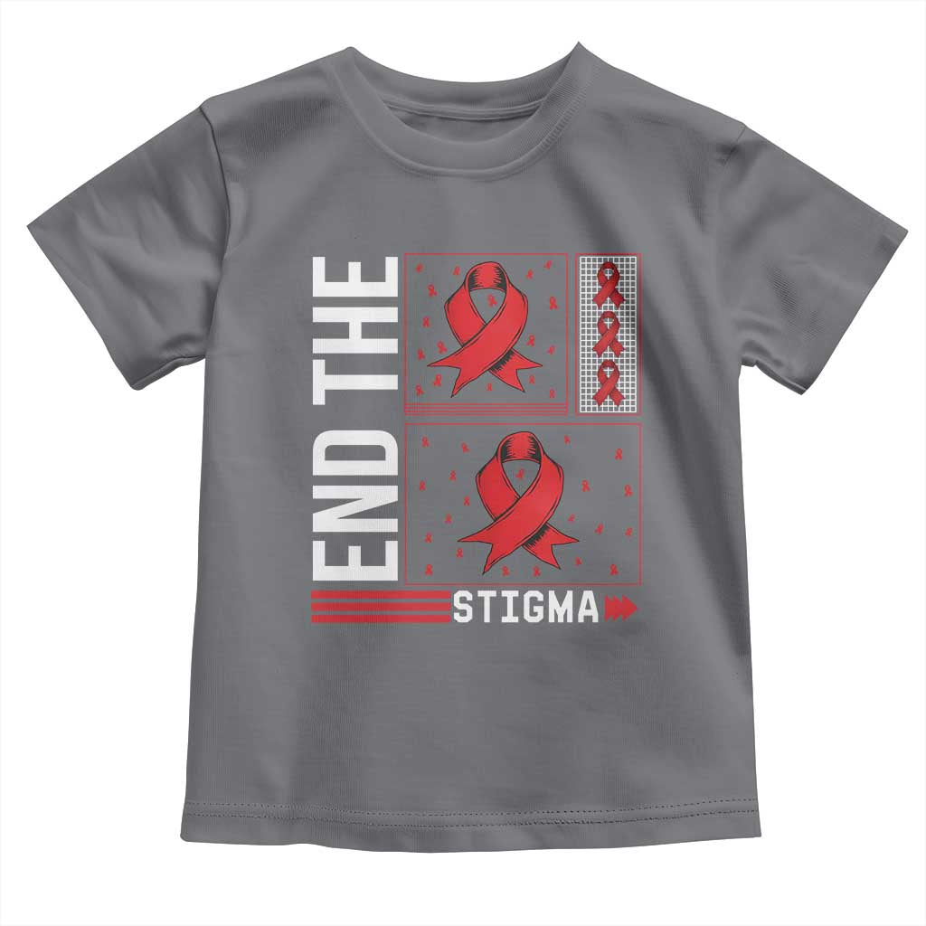 End The Stigma HIV Awareness Toddler T Shirt Red Ribbon Gift - Wonder Print Shop