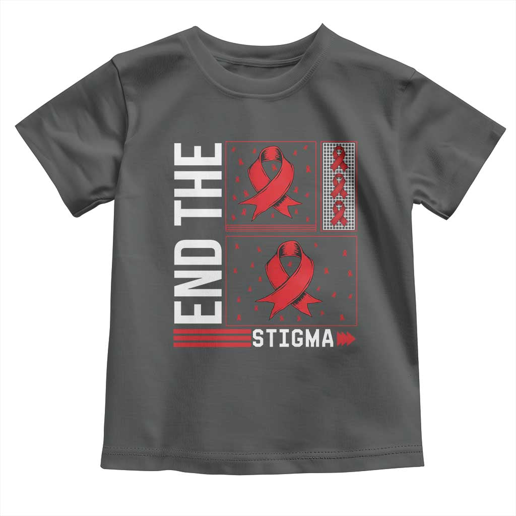 End The Stigma HIV Awareness Toddler T Shirt Red Ribbon Gift - Wonder Print Shop