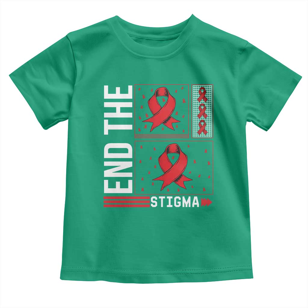End The Stigma HIV Awareness Toddler T Shirt Red Ribbon Gift - Wonder Print Shop