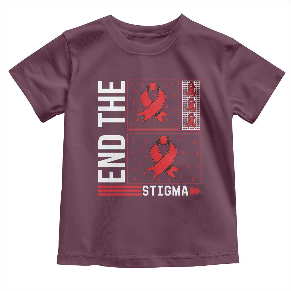End The Stigma HIV Awareness Toddler T Shirt Red Ribbon Gift - Wonder Print Shop