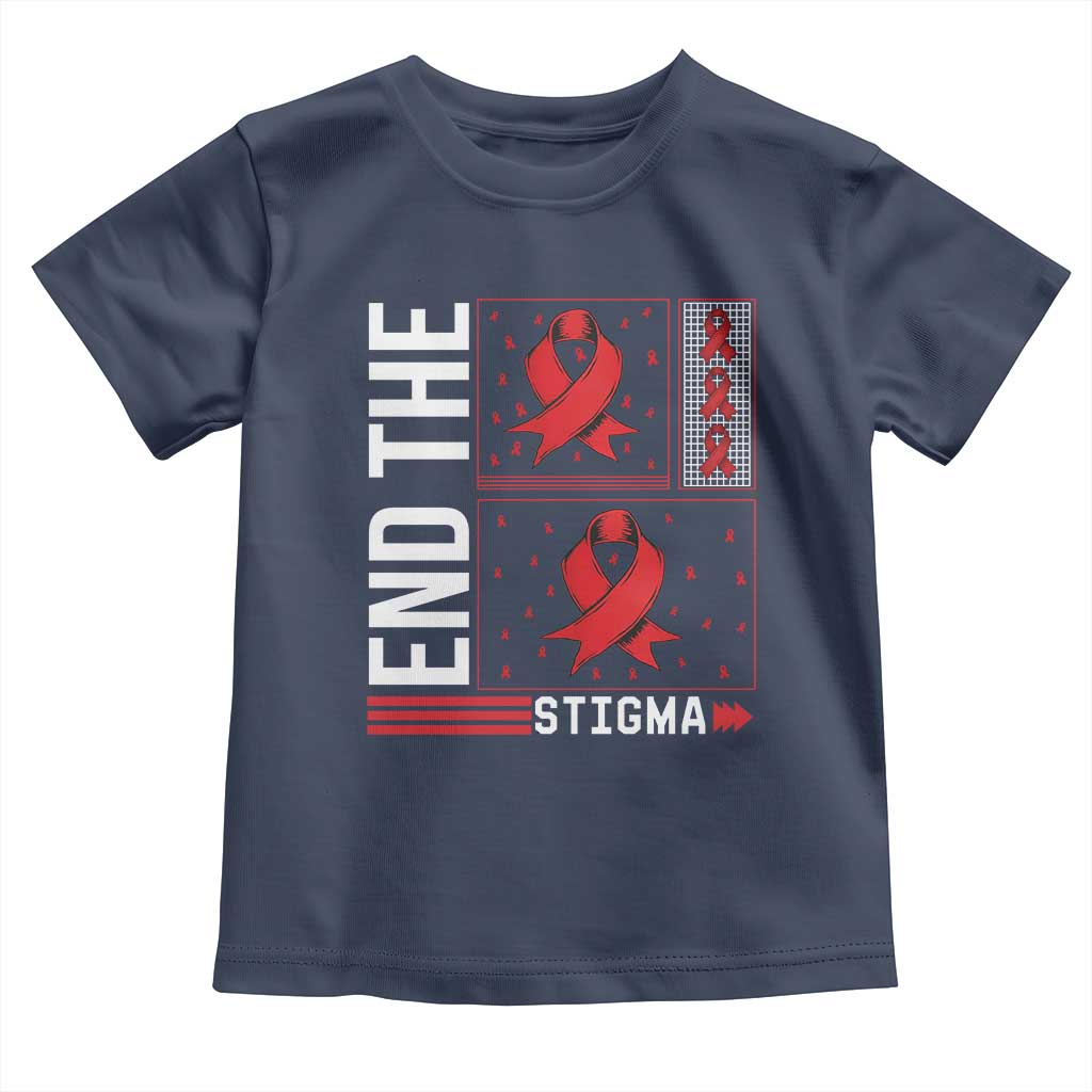 End The Stigma HIV Awareness Toddler T Shirt Red Ribbon Gift - Wonder Print Shop