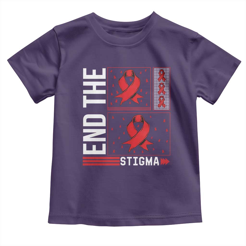End The Stigma HIV Awareness Toddler T Shirt Red Ribbon Gift - Wonder Print Shop