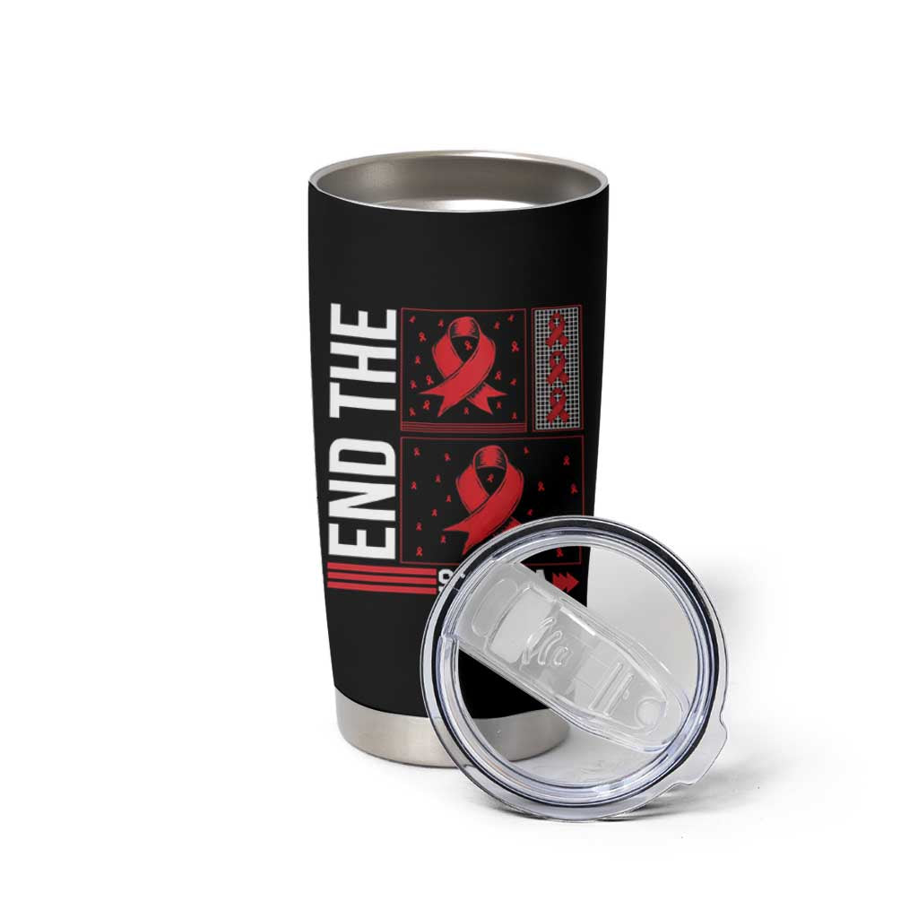 End The Stigma HIV Awareness Tumbler Cup Red Ribbon Gift - Wonder Print Shop