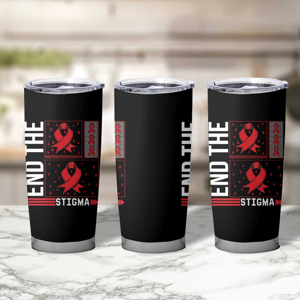 End The Stigma HIV Awareness Tumbler Cup Red Ribbon Gift - Wonder Print Shop