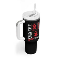 End The Stigma HIV Awareness Tumbler With Handle Red Ribbon Gift - Wonder Print Shop