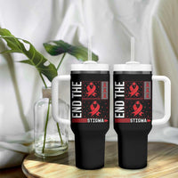 End The Stigma HIV Awareness Tumbler With Handle Red Ribbon Gift - Wonder Print Shop