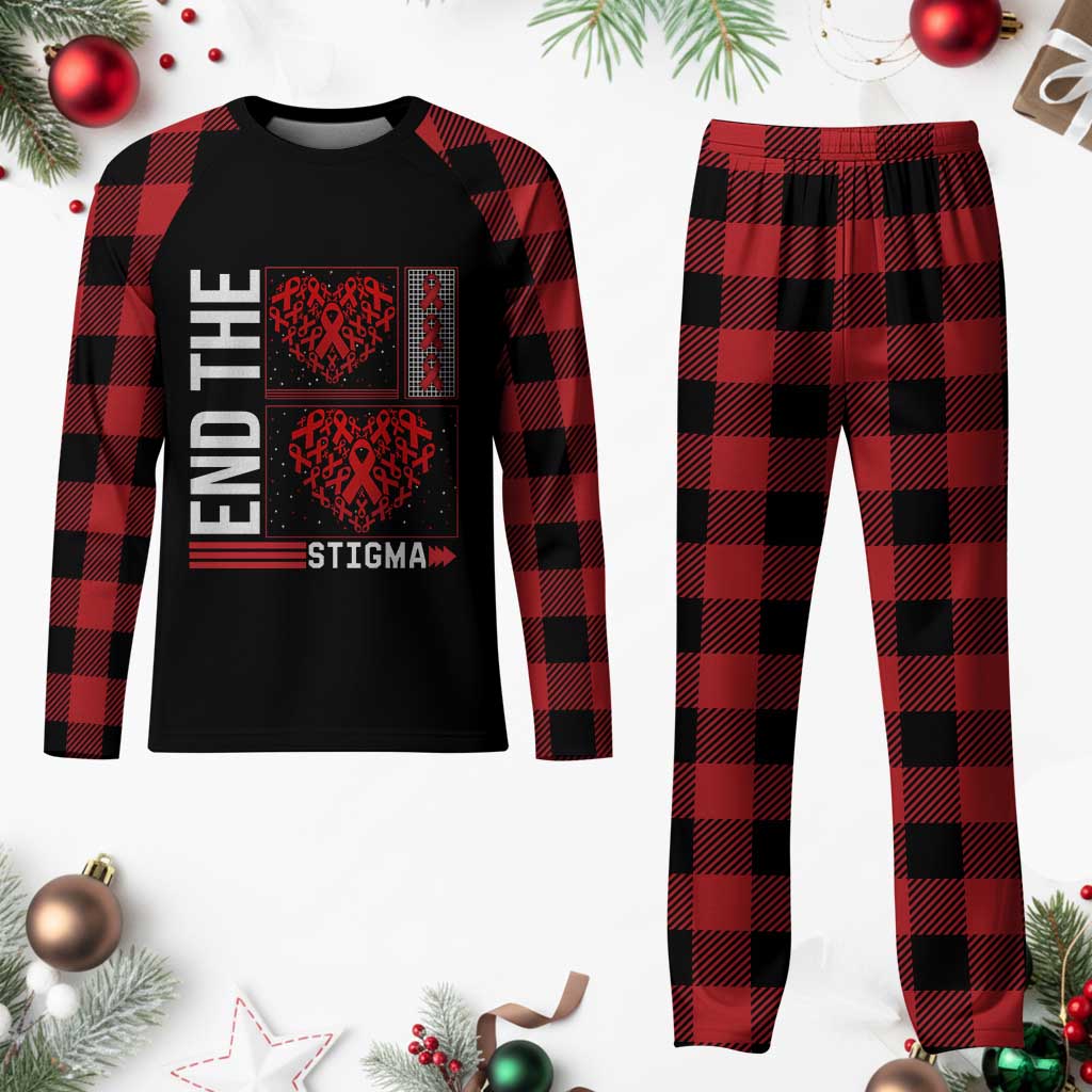 HIV Awareness End The Stigma Plaid Pajama Set World AIDS Day Gift - Wonder Print Shop
