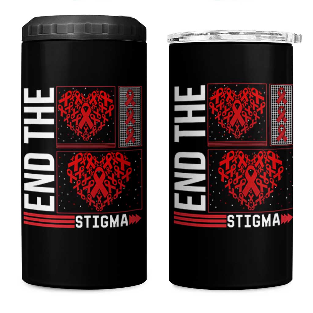 HIV Awareness End The Stigma 4 in 1 Can Cooler Tumbler World AIDS Day Gift - Wonder Print Shop