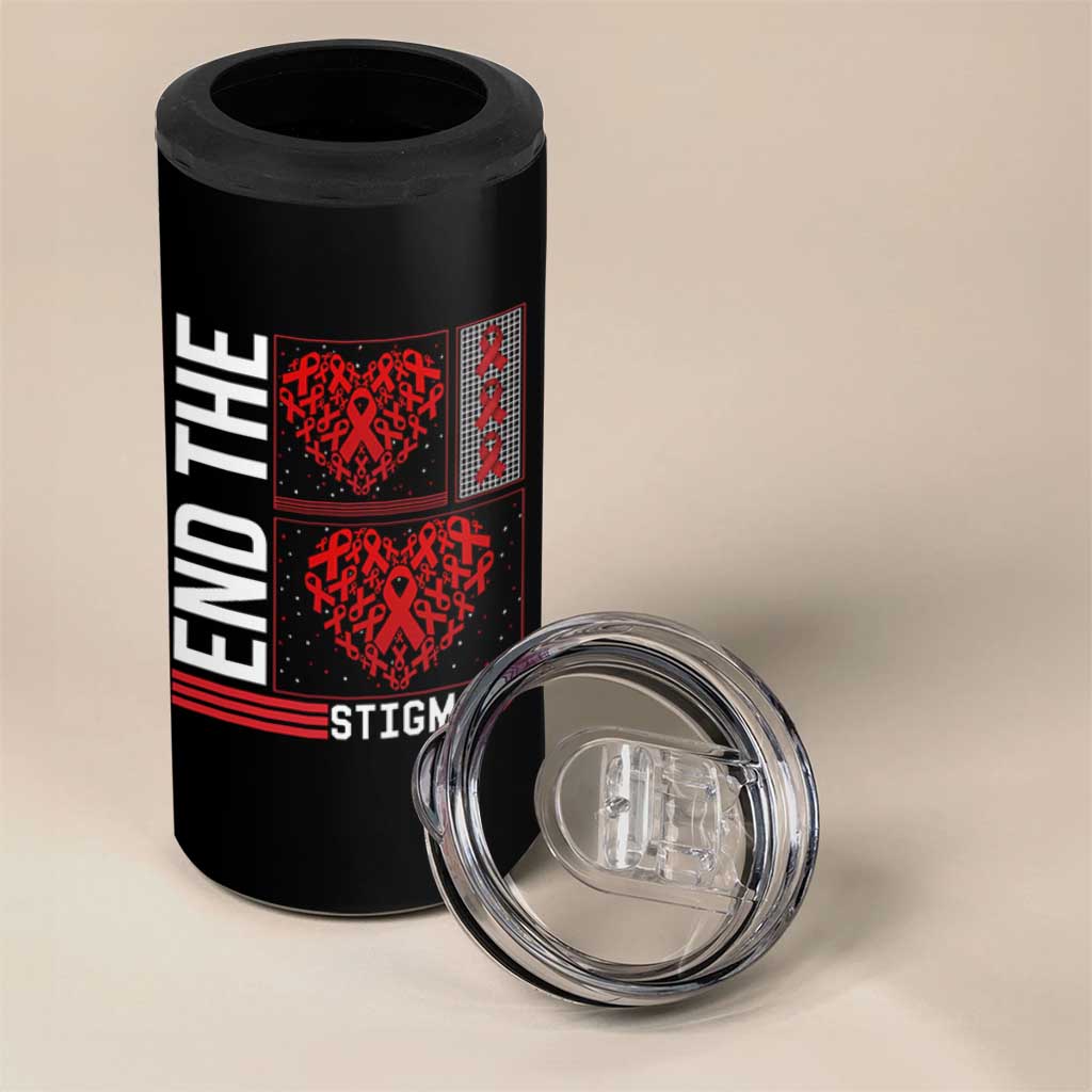 HIV Awareness End The Stigma 4 in 1 Can Cooler Tumbler World AIDS Day Gift - Wonder Print Shop