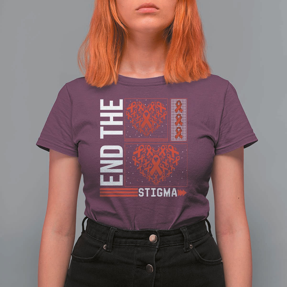 HIV Awareness End The Stigma T Shirt For Women World AIDS Day Gift - Wonder Print Shop