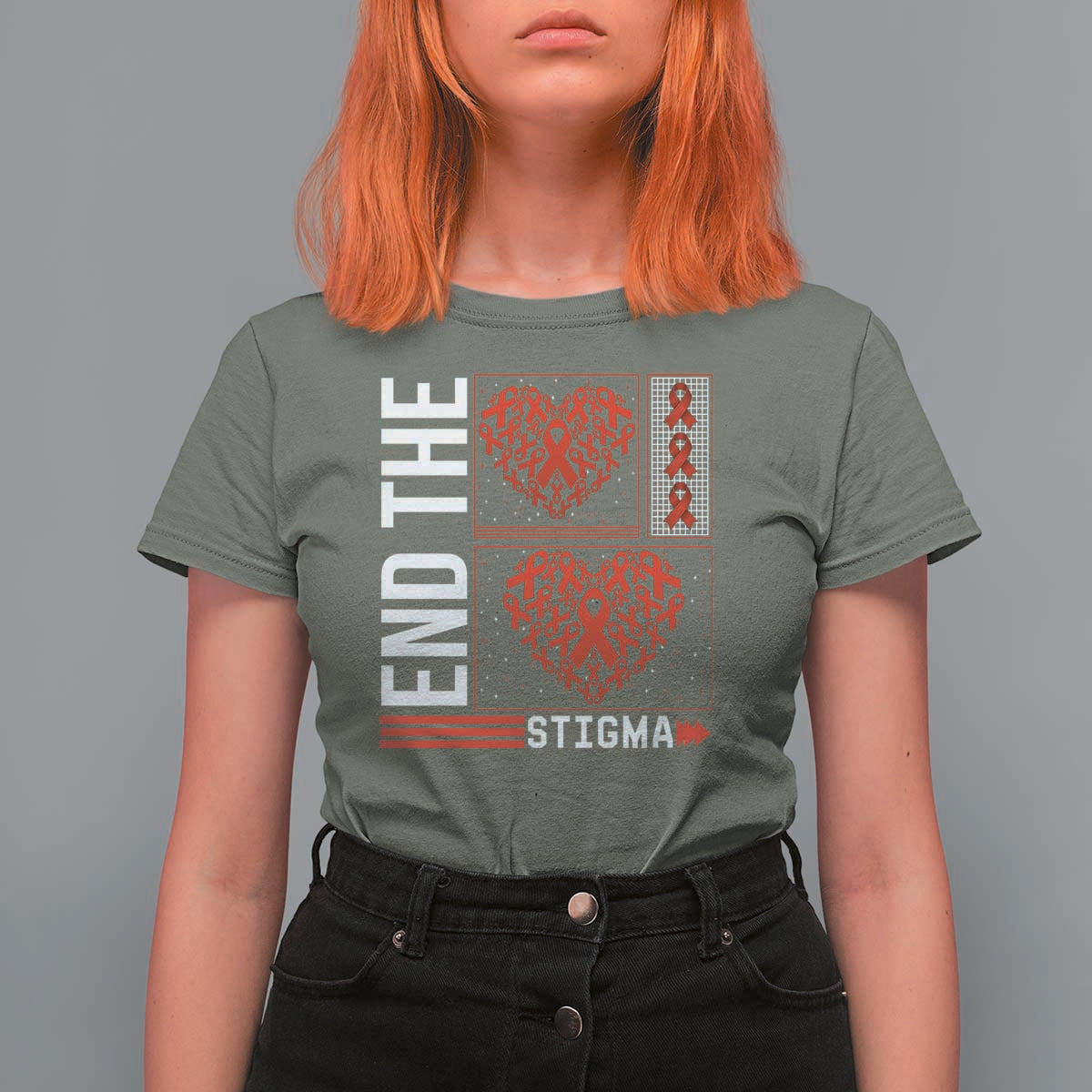 HIV Awareness End The Stigma T Shirt For Women World AIDS Day Gift - Wonder Print Shop