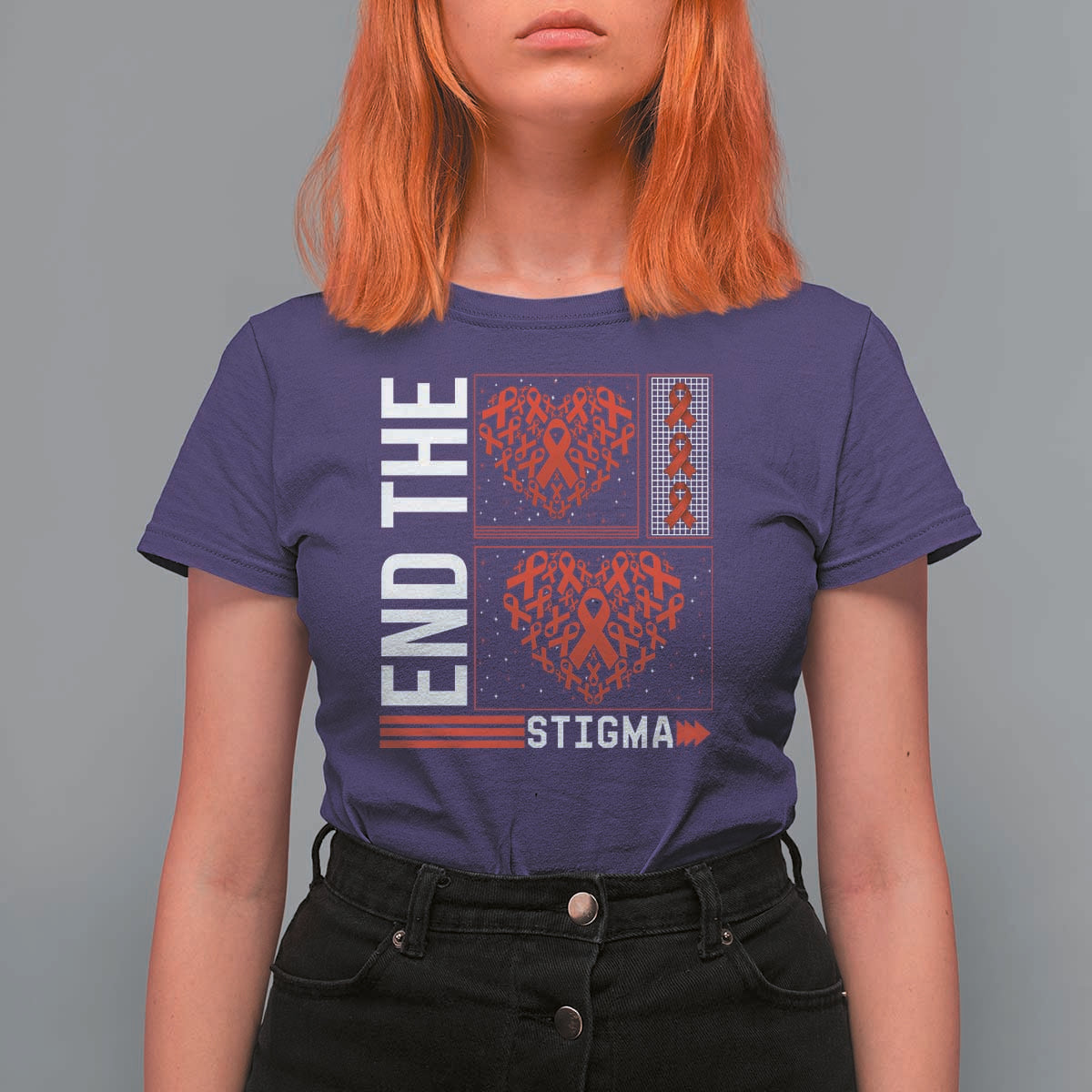 HIV Awareness End The Stigma T Shirt For Women World AIDS Day Gift - Wonder Print Shop