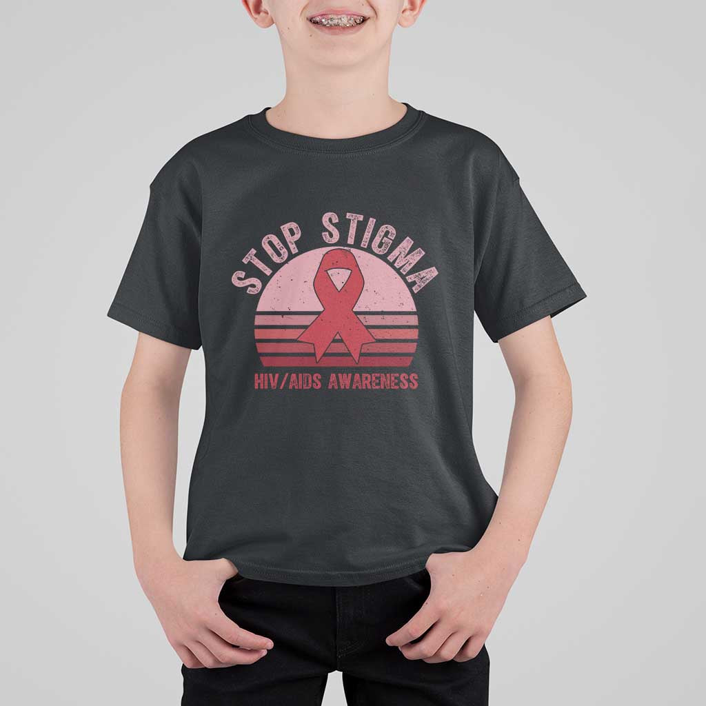 Stop The Stigma HIV Awareness T Shirt For Kid World AIDS Day Gift - Wonder Print Shop