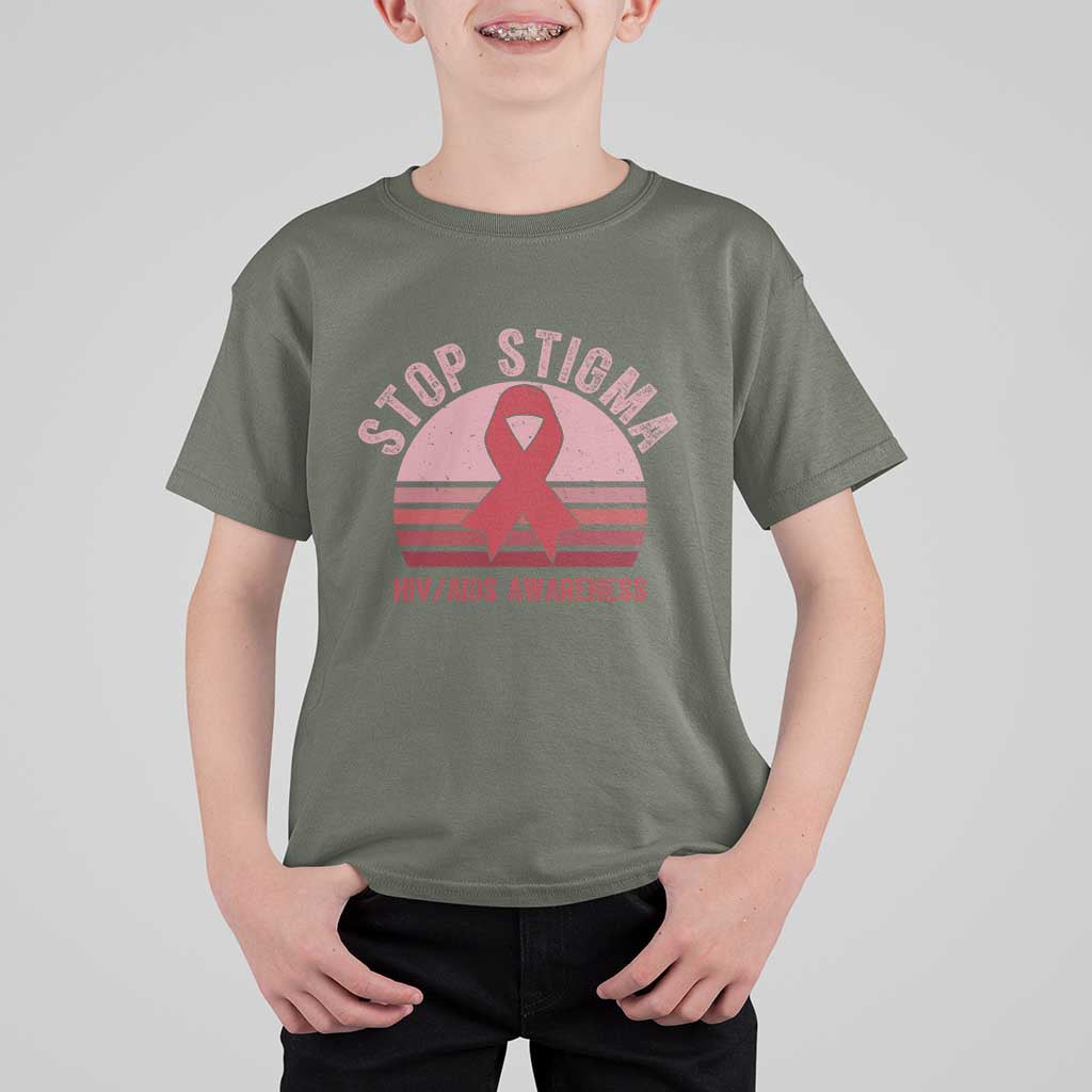 Stop The Stigma HIV Awareness T Shirt For Kid World AIDS Day Gift - Wonder Print Shop