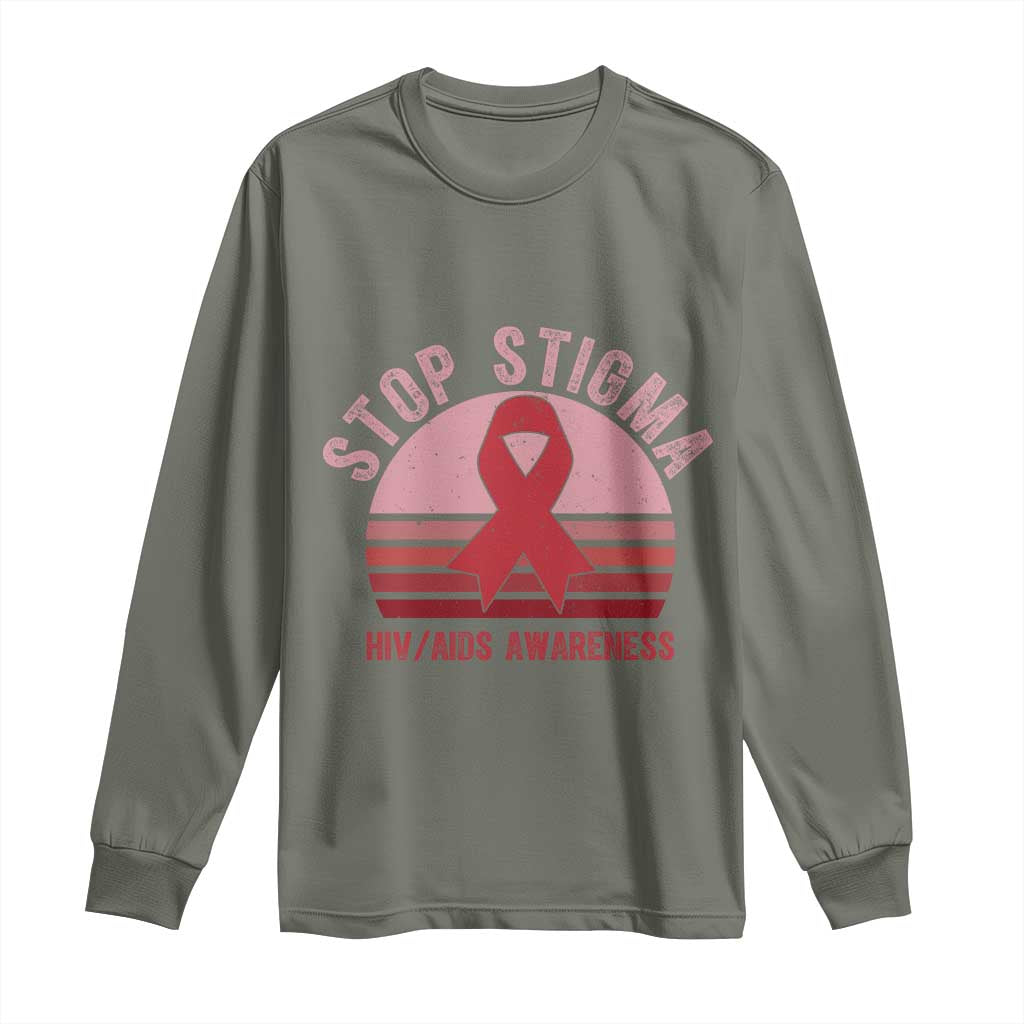 Stop The Stigma HIV Awareness Long Sleeve Shirt World AIDS Day Gift - Wonder Print Shop