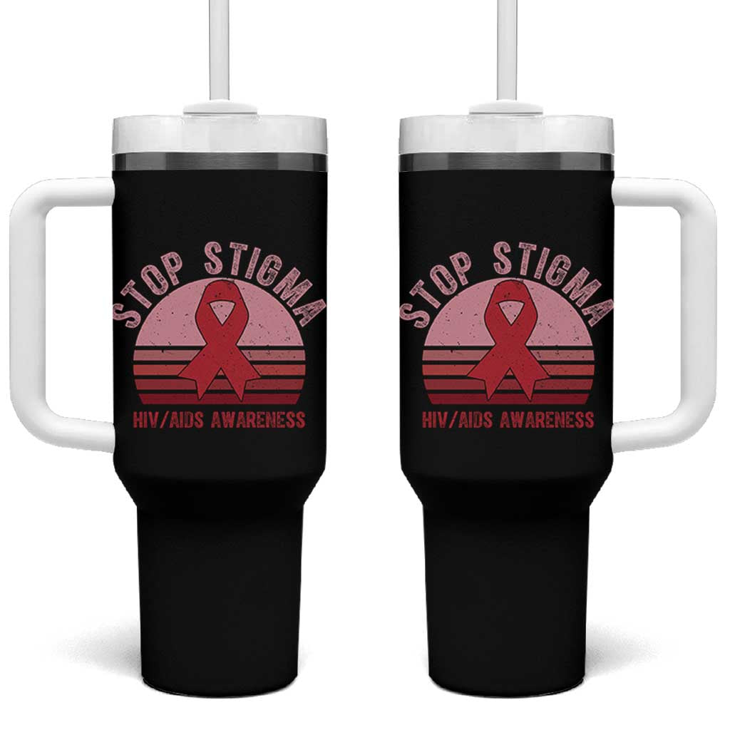 Stop The Stigma HIV Awareness Tumbler With Handle World AIDS Day Gift - Wonder Print Shop