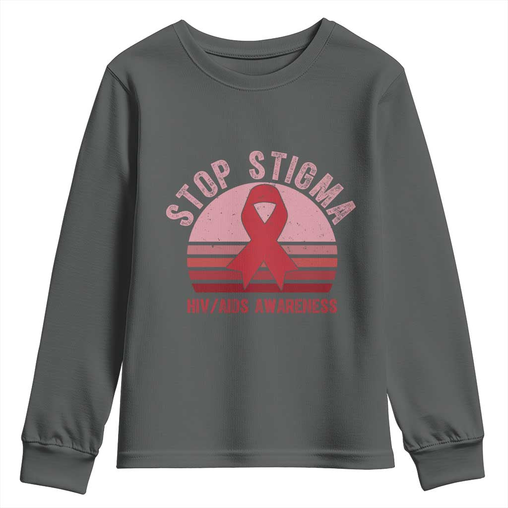 Stop The Stigma HIV Awareness Youth Sweatshirt World AIDS Day Gift - Wonder Print Shop