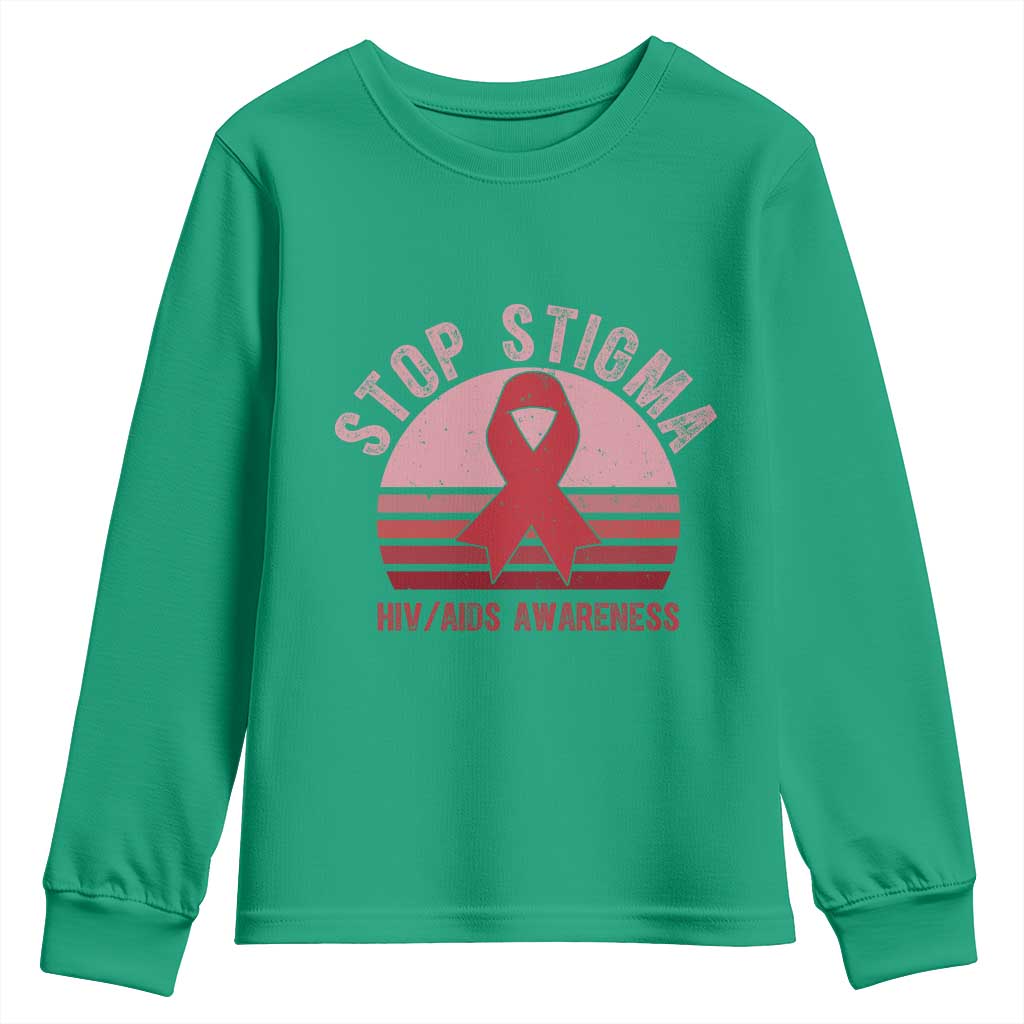 Stop The Stigma HIV Awareness Youth Sweatshirt World AIDS Day Gift - Wonder Print Shop