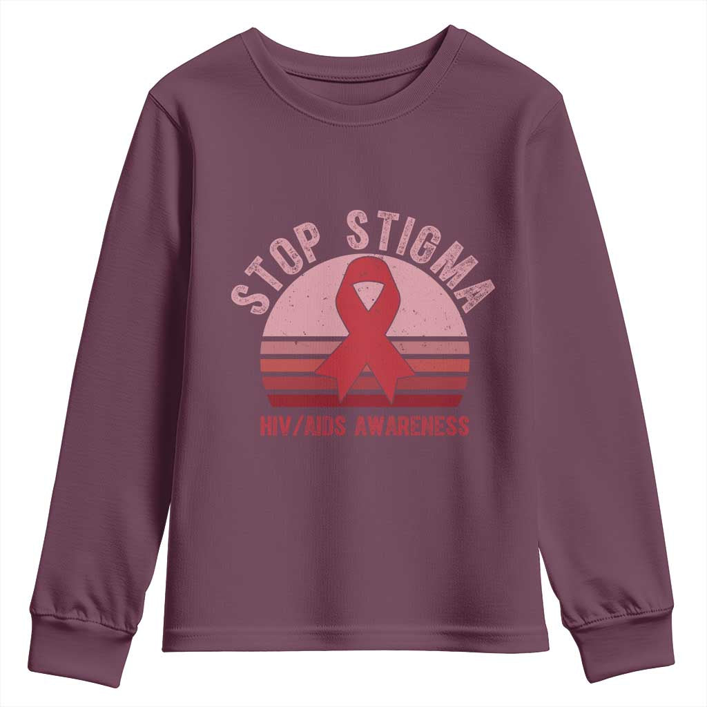 Stop The Stigma HIV Awareness Youth Sweatshirt World AIDS Day Gift - Wonder Print Shop