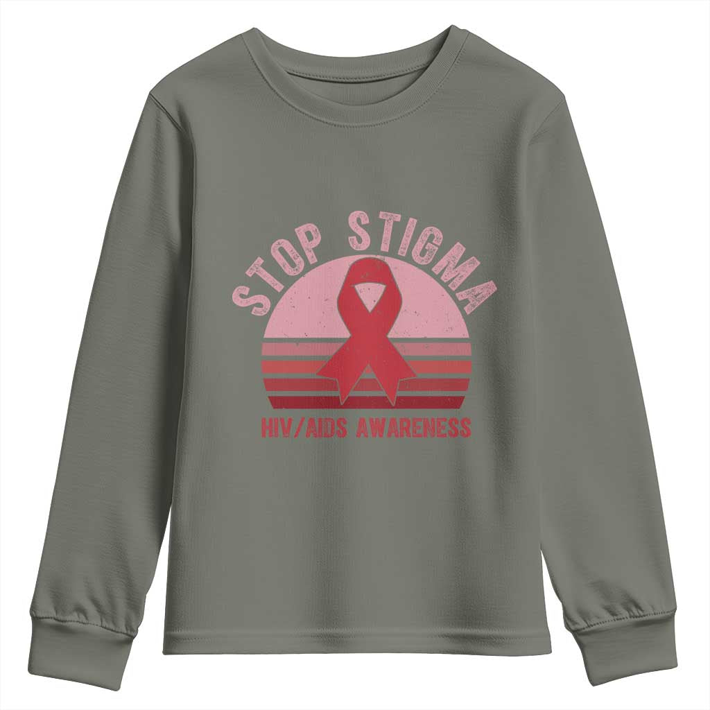 Stop The Stigma HIV Awareness Youth Sweatshirt World AIDS Day Gift - Wonder Print Shop