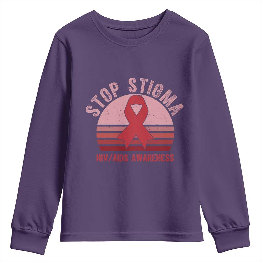 Stop The Stigma HIV Awareness Youth Sweatshirt World AIDS Day Gift - Wonder Print Shop