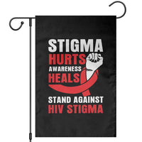 Stigma Hurts Awareness Heals Garden Flag HIV Awareness Red Ribbon Support Gift - Wonder Print Shop