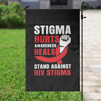 Stigma Hurts Awareness Heals Garden Flag HIV Awareness Red Ribbon Support Gift - Wonder Print Shop
